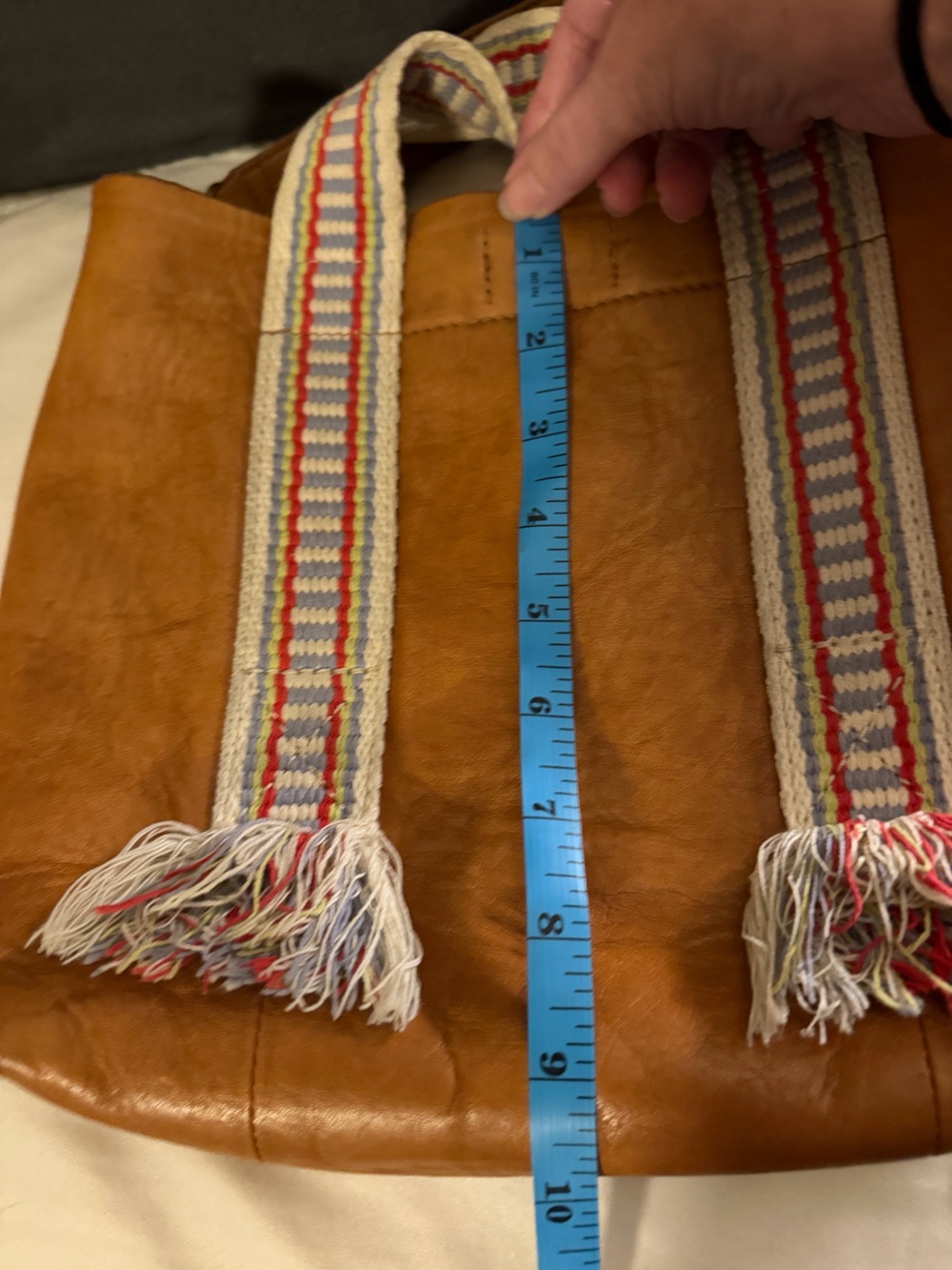 Madewell Special Ed. Leather Transport Tote Woven Fringe Handles/Adj. Strap - Picture 5 of 9